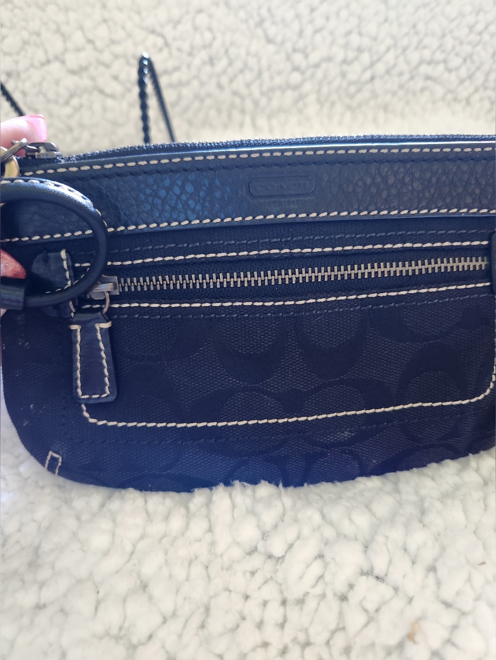 Coach Black Canvas Wristlet with Contrast Stitching - Picture 7 of 10